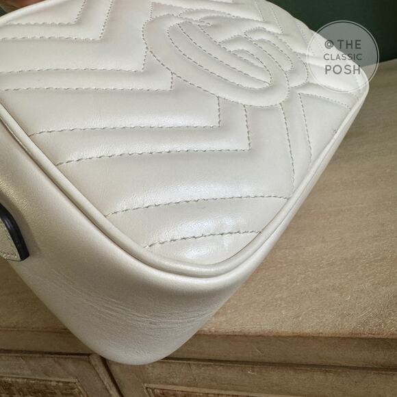 EUC Gucci Marmont Small Camera Bag White Gold HW Crossbody Bag - Picture 6 of 14